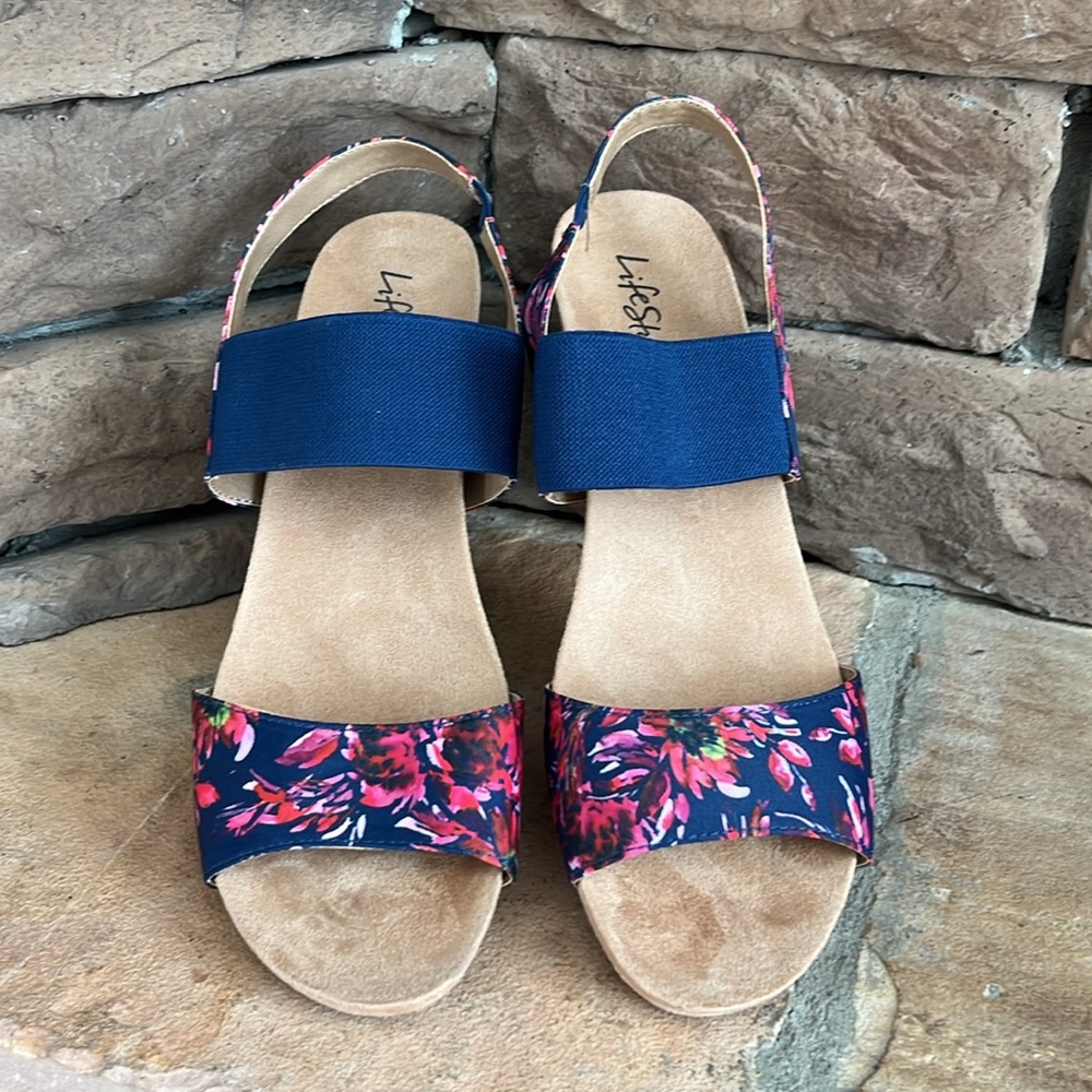 Life Stride‎ Maldives Floral Cork Wedge Sandal / SZ 11 - Picture 2 of 6